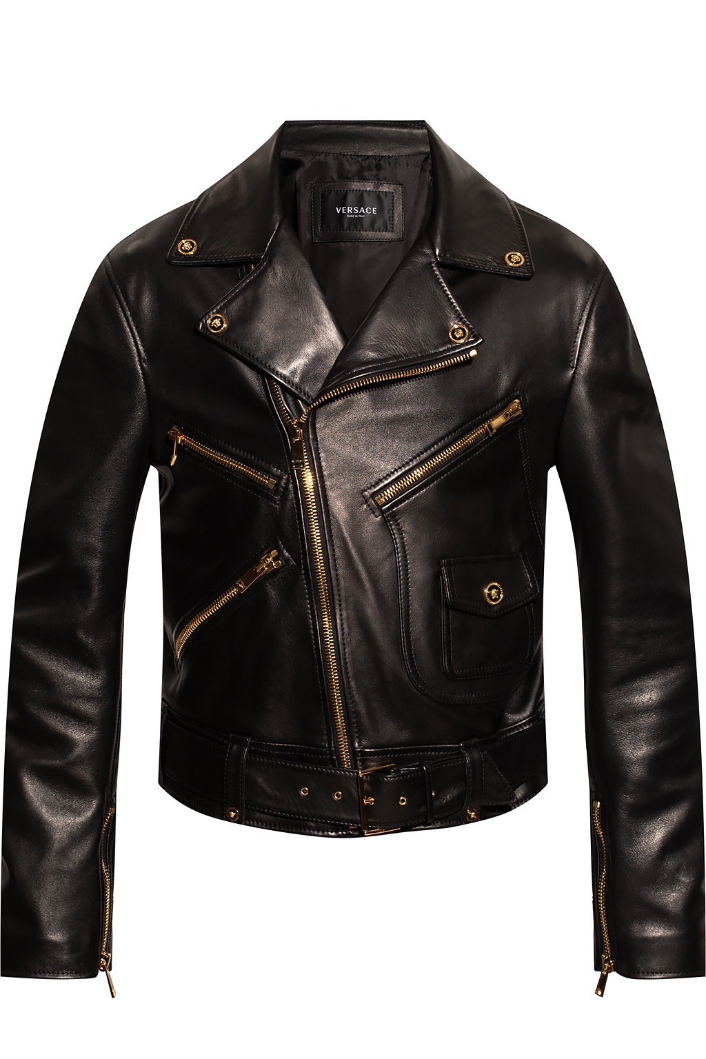 GenesinlifeShops Canada - Black Leather biker jacket Tri Versace 